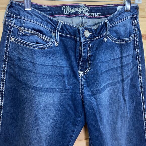 Wrangler Straight Leg Premium Patch Mae Jeans Size 7/8 x 30 - Picture 2 of 6
